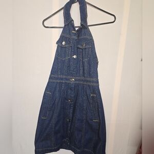 NWT** Future Collective Jean Buttoned Halter Sundress